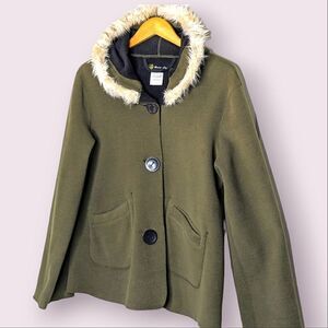 Renee Lamor Boutique Reversible Olive Green Black Cropped Fleece Jacket S M L